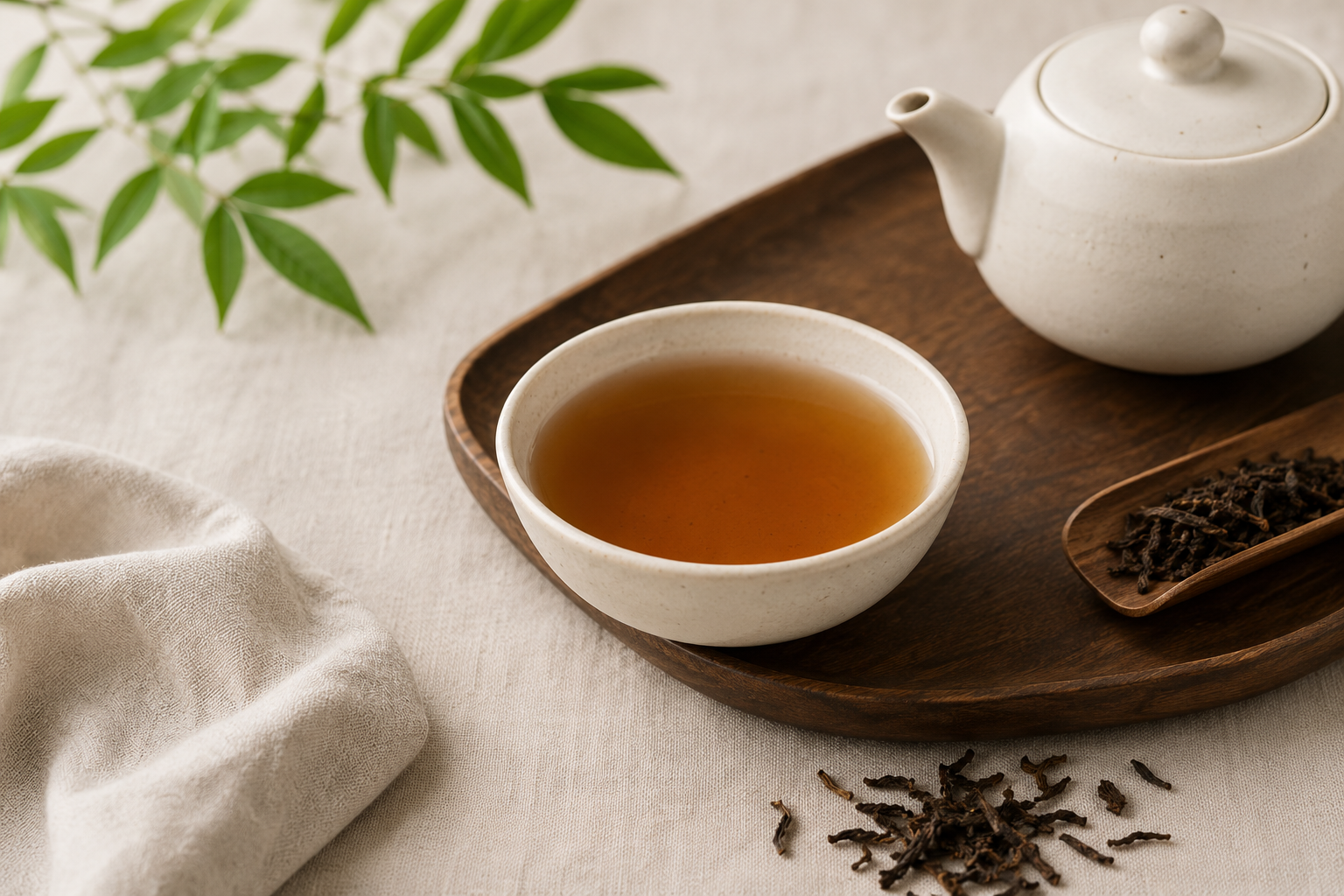 shu-puer cup with tea liquor