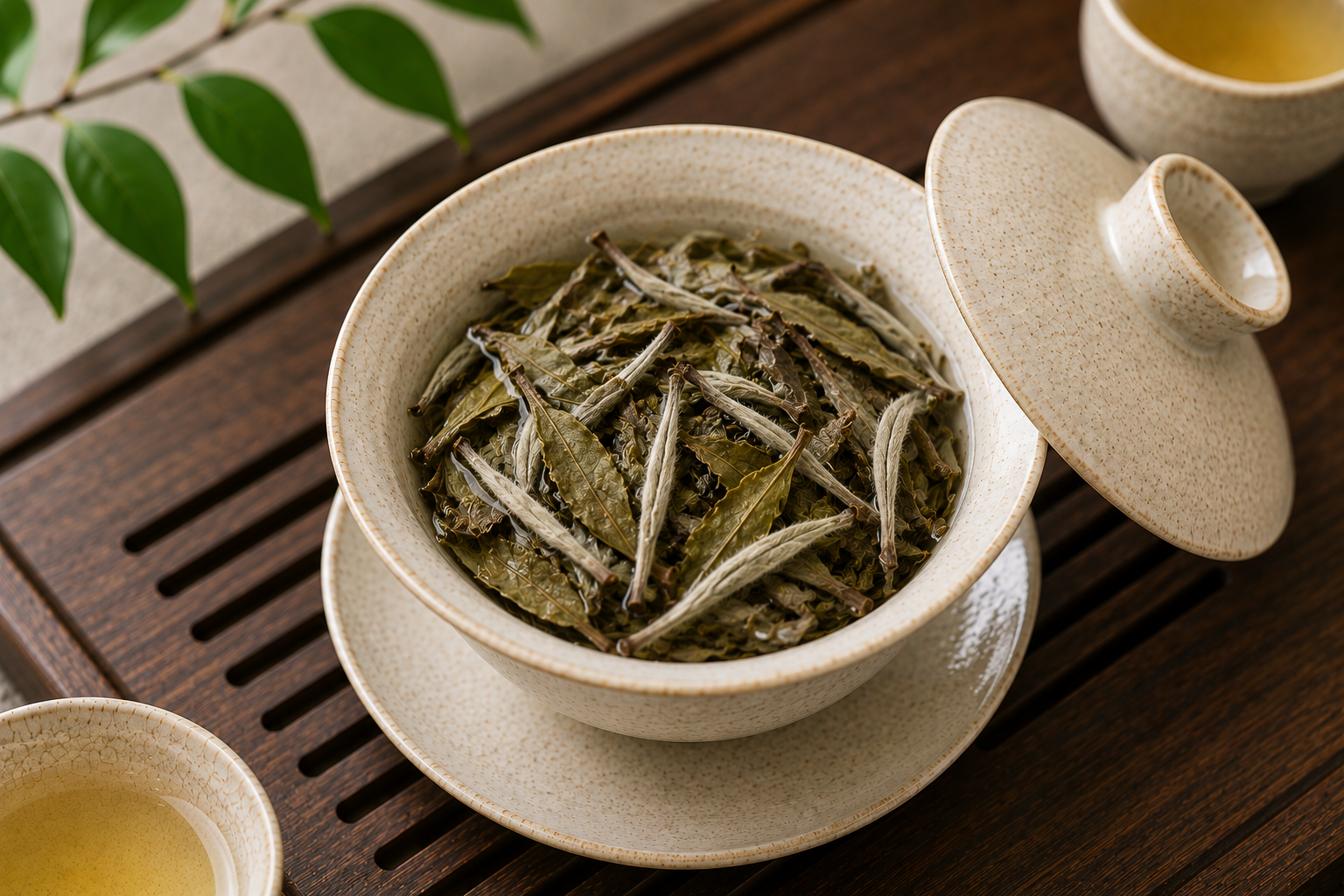 Loose leaf white tea leaves for gentle tea preparation