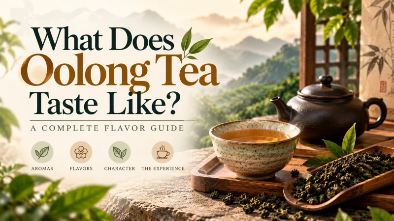 Chinese oolong tea leaves and brewed tea in a traditional gaiwan